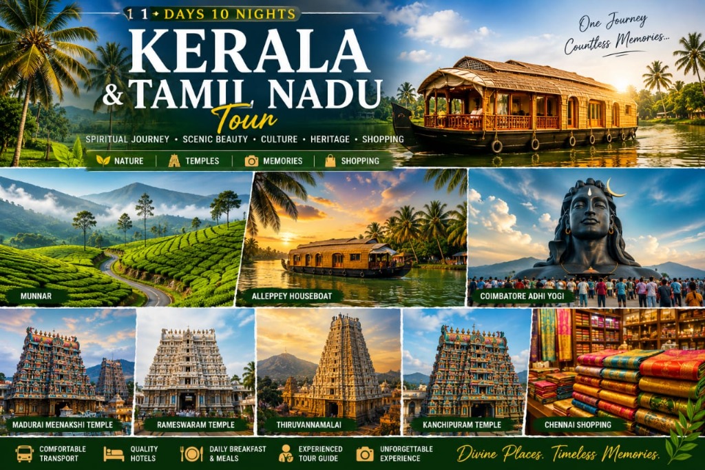 11D10N Kerala & Tamil Nadu Tour Poster